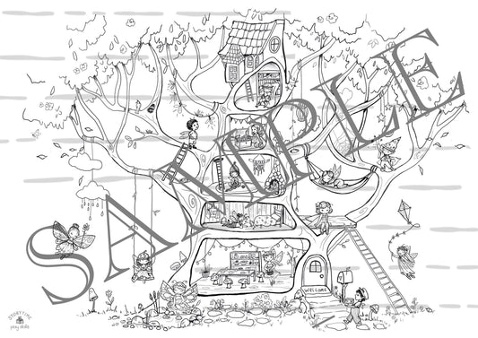 Colour In - Fairy Tree House
