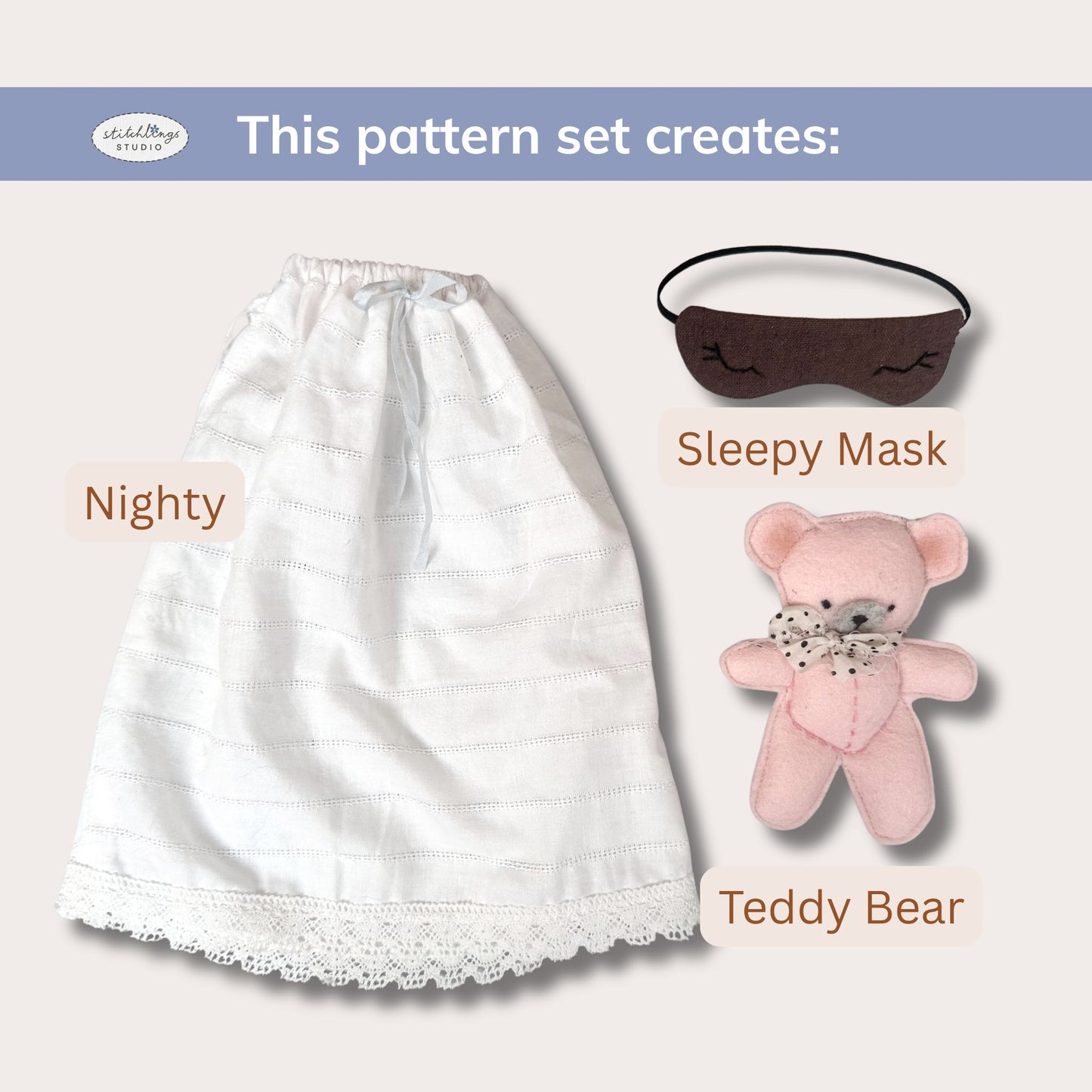 Nighty Night Outfit for 14 Inch Doll