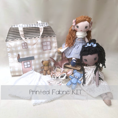 Printed Fabric Doll & Dollhouse Kit