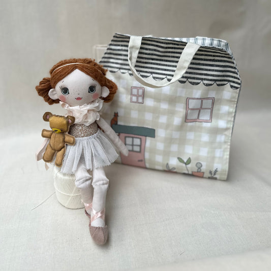 Amelia Rag Doll with Travel Dollhouse Bag