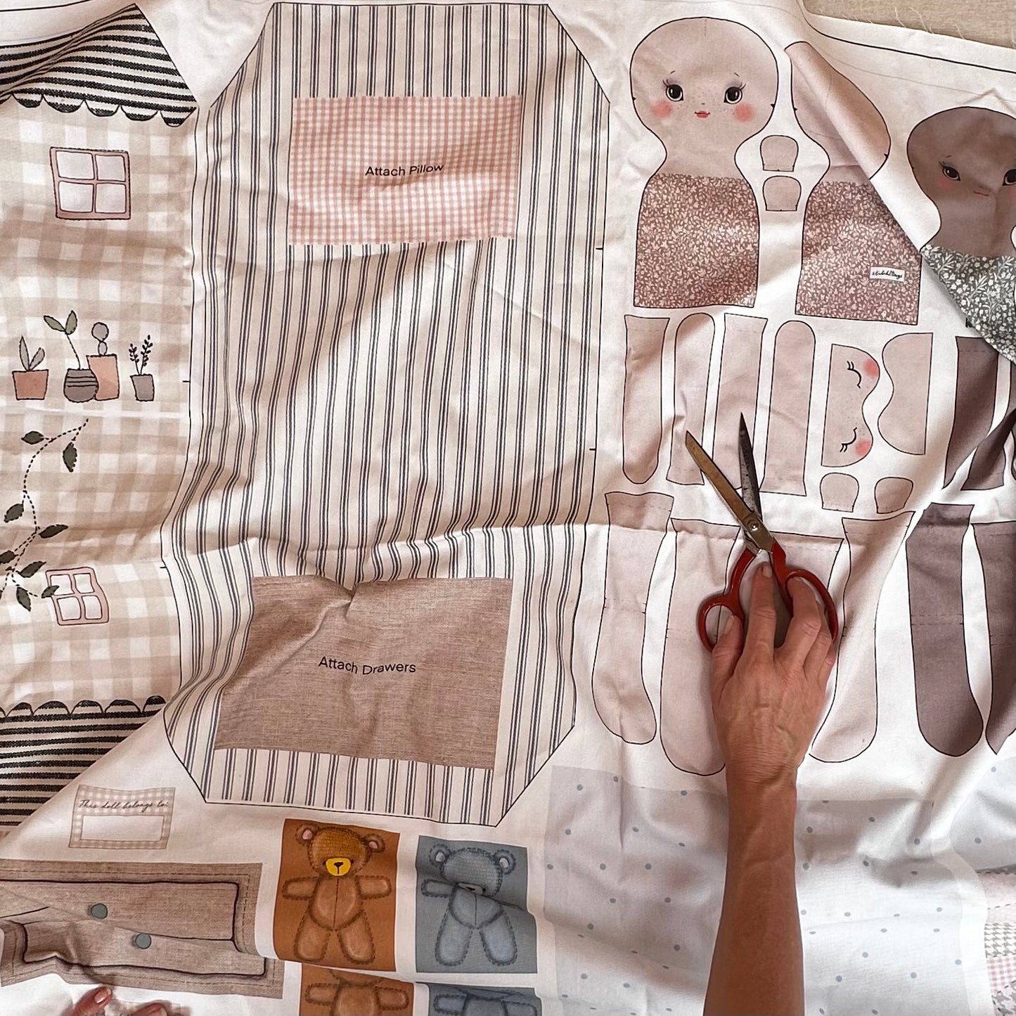 Printed Fabric Doll & Dollhouse Kit