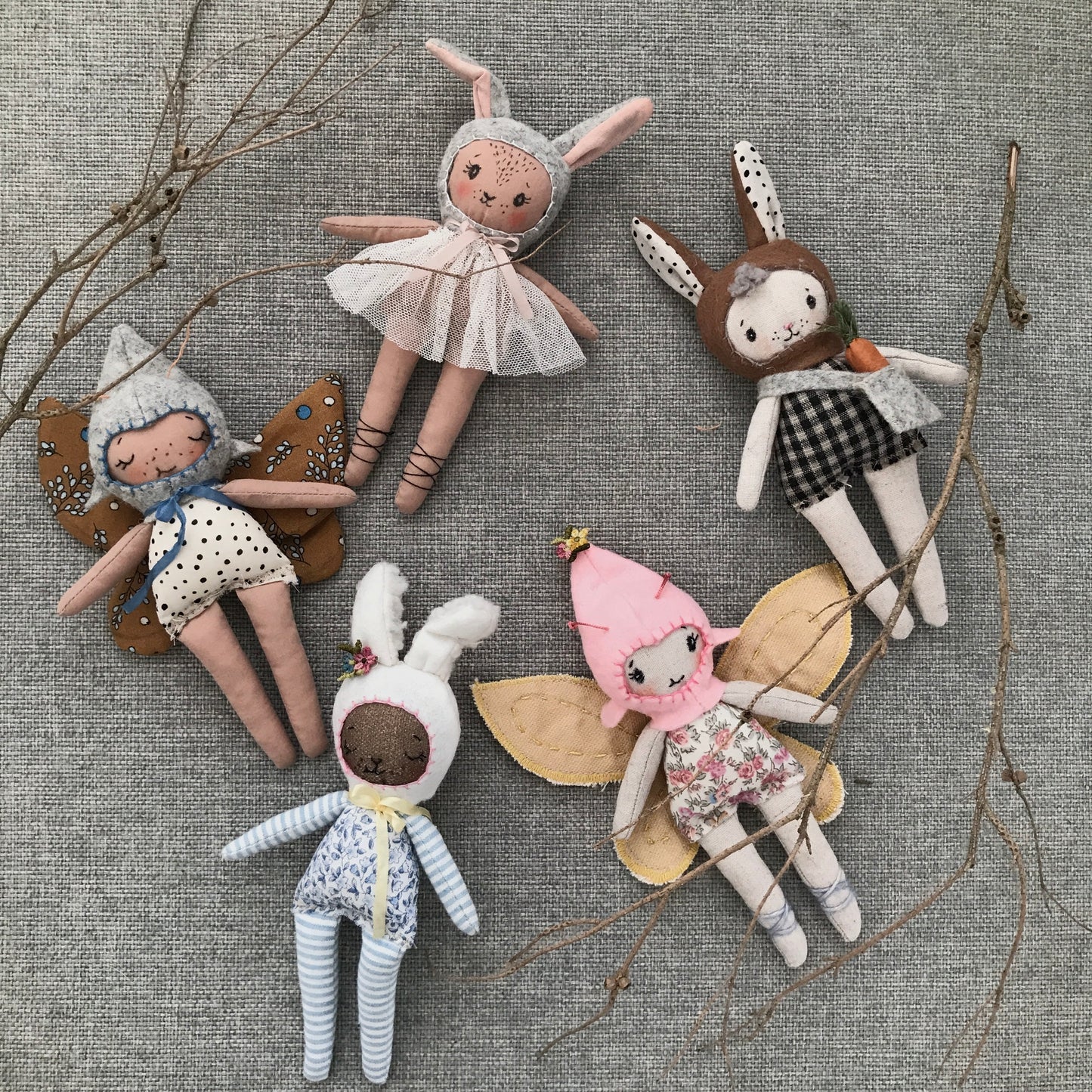 Tiny Fairy & Bunny Dolls