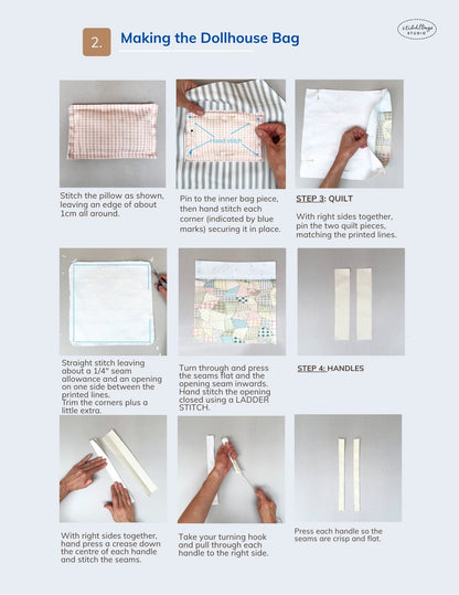 Printed Fabric Doll & Dollhouse Kit