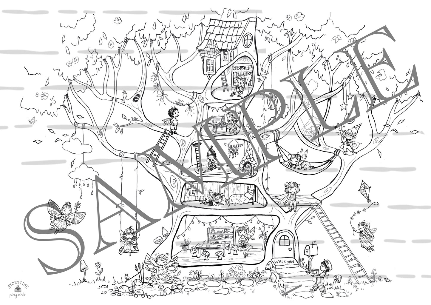 Colour In - Fairy Tree House