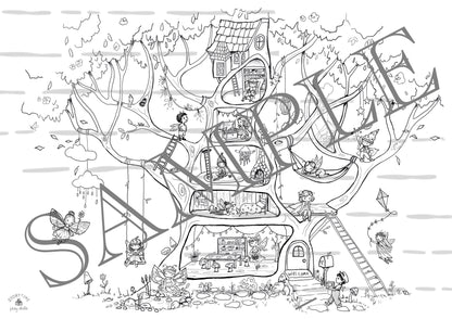 Colour In - Fairy Tree House