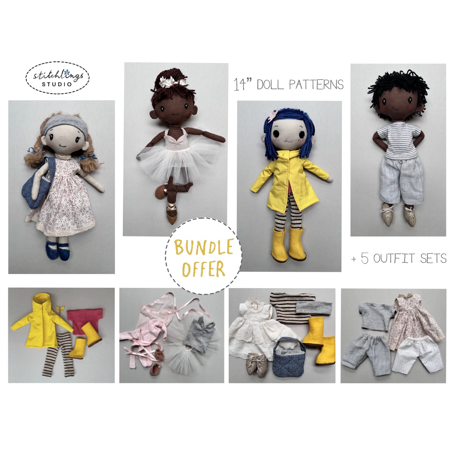 14" Doll Pattern Bundle