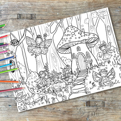 Colour In - Woodland Fairies