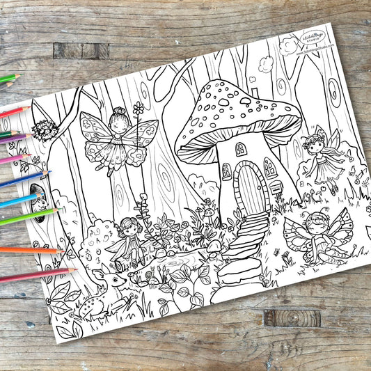 Colour In - Woodland Fairies