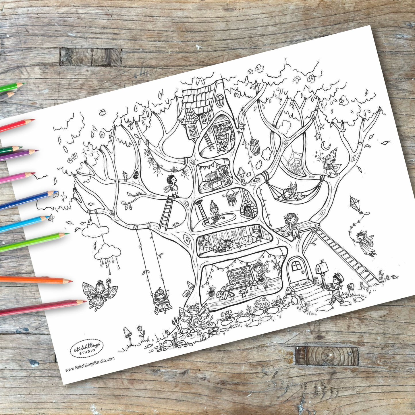 Colour In - Fairy Tree House