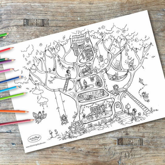 Colour In - Fairy Tree House
