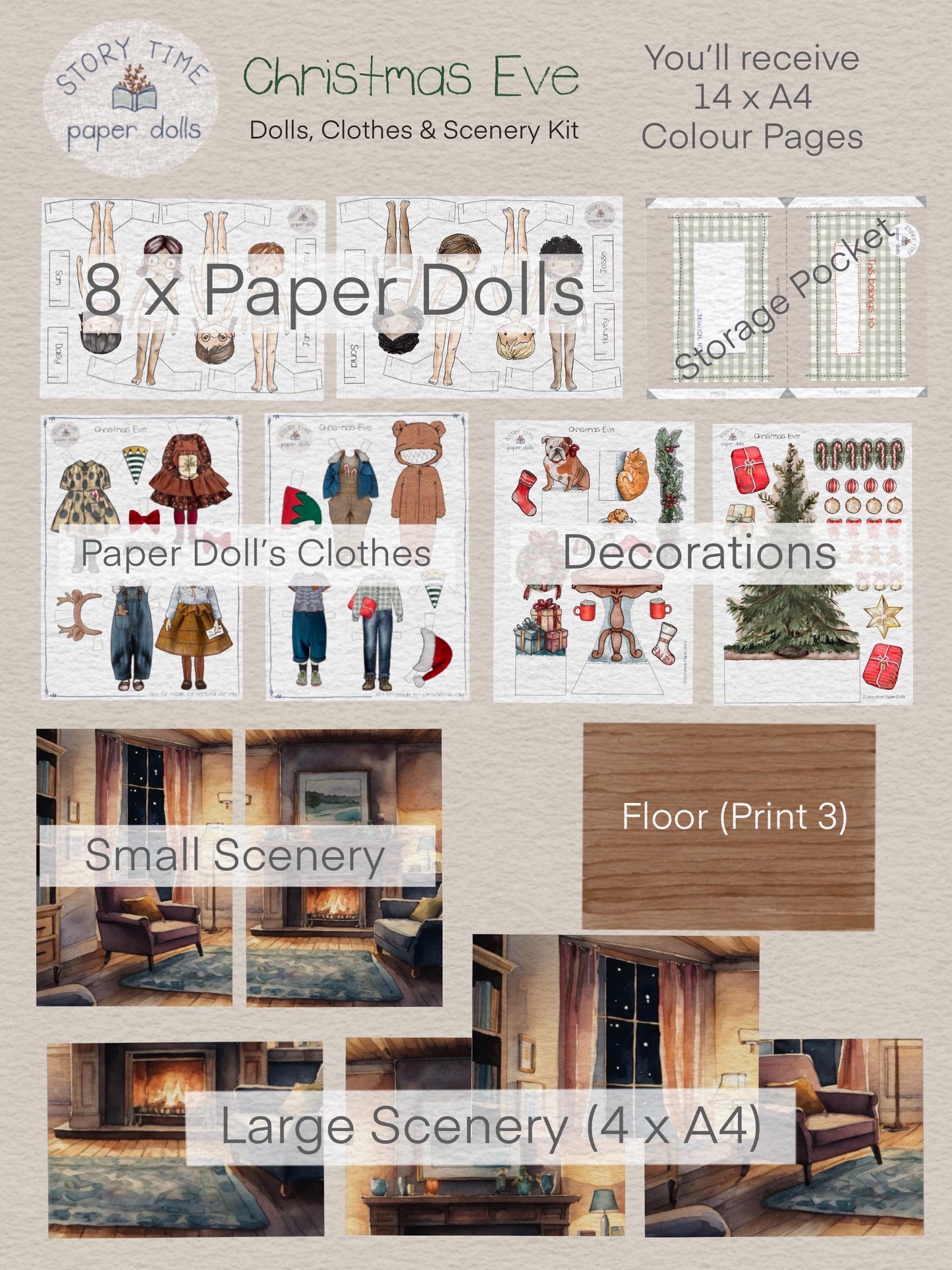 Christmas Paper Doll & Scenery Kit