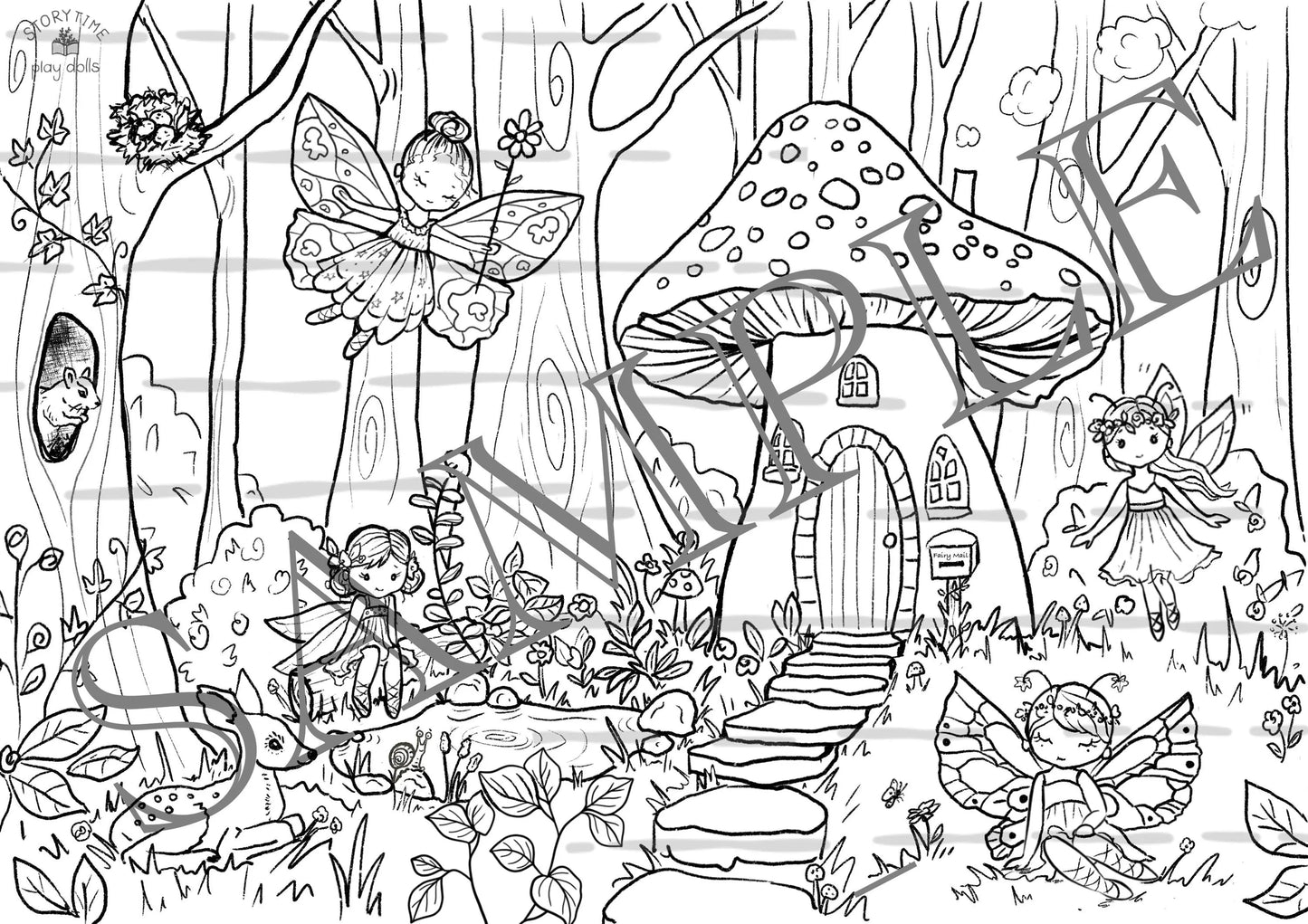 Colour In - Woodland Fairies