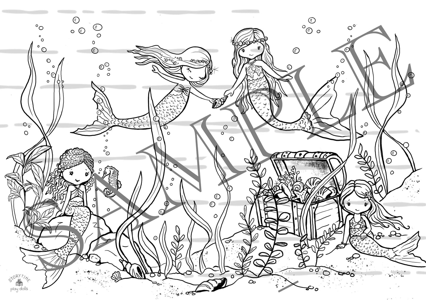 Colour In - Mermaid Treasure